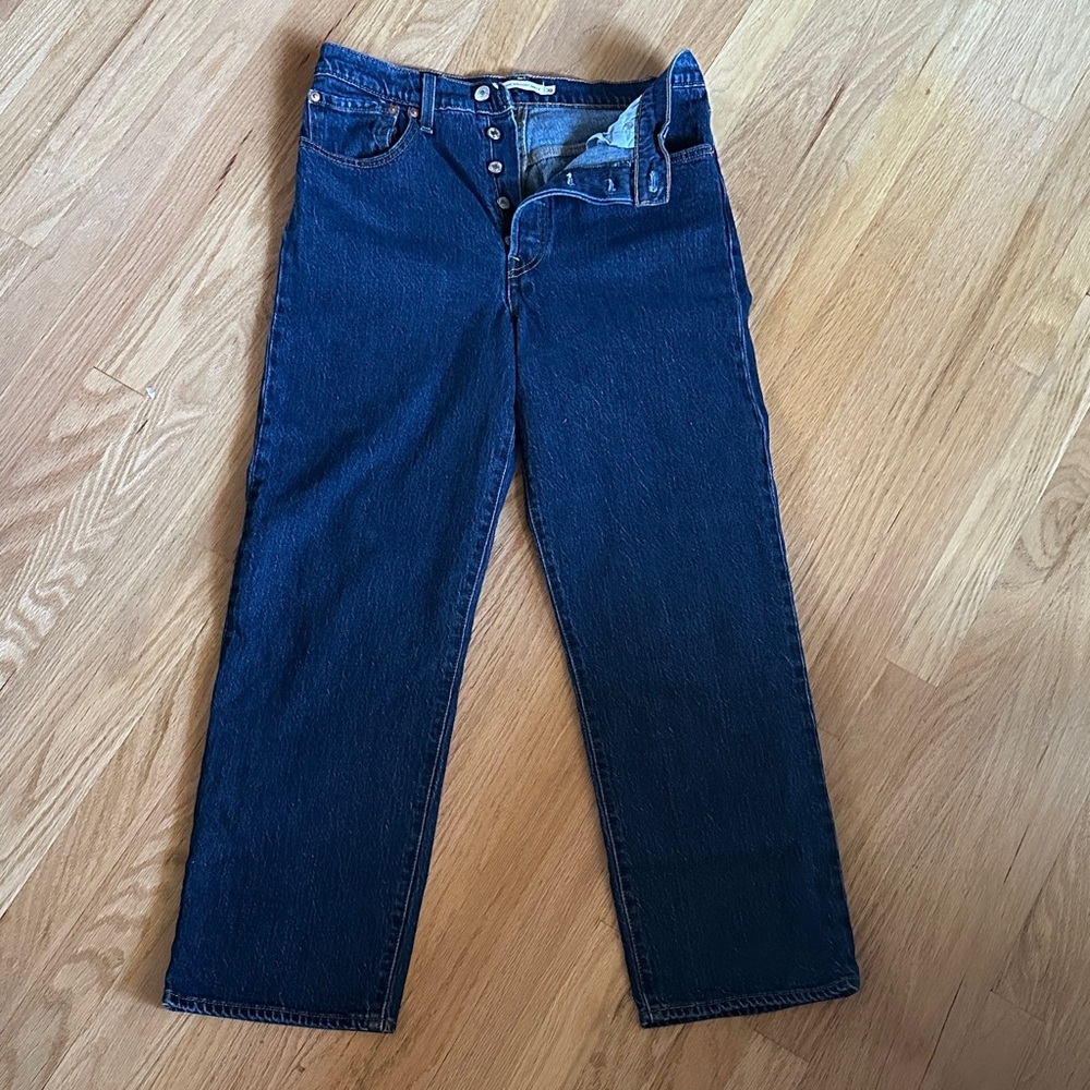 Levi's Ribcage Straight Ankle Women's Dark Blue Denim Jeans